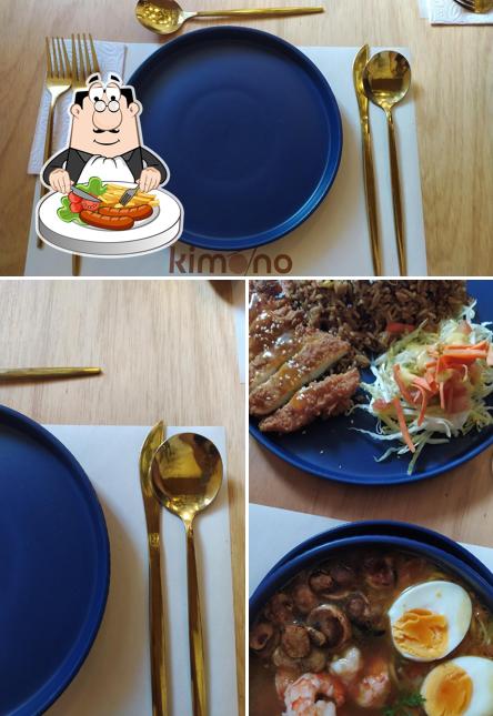 Chicken teriyaki with rice and Kimono ramen bowl